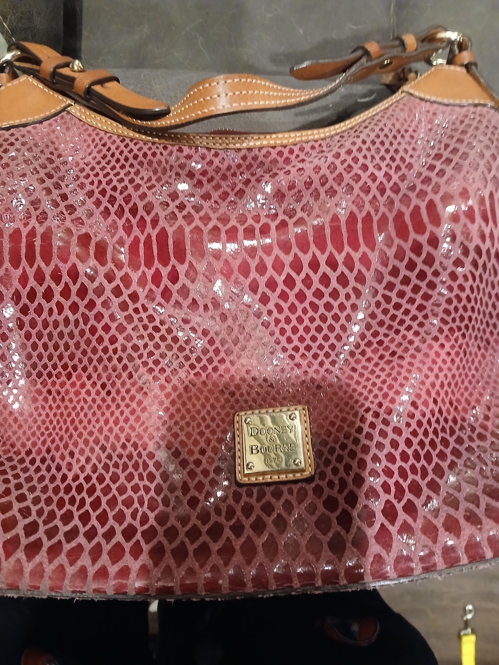 Dooney & Bourke Pink Snake-Print Leather Hobo Bag